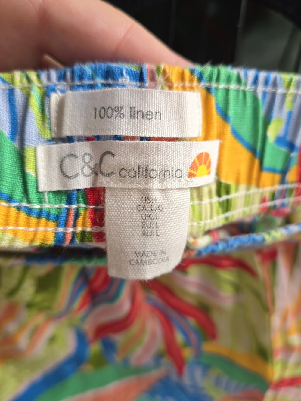 ​✨ C&C California Tropical Palm Leaf Print Wide Leg Linen Blend Pants | Large ✨